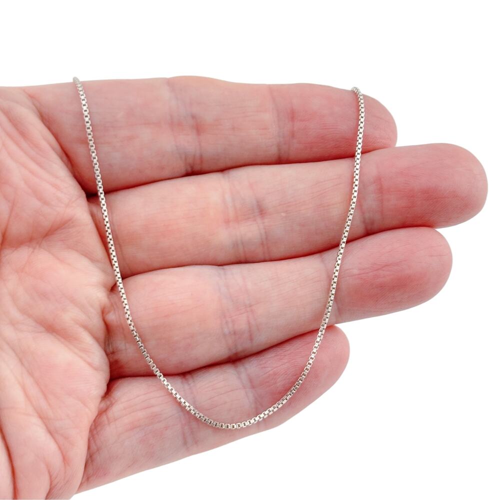 Vintage Italian Sterling Silver 925 Box Chain Necklace 25"